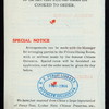 ORIENTAL DINNER MENU [held by] MANN FANG LOWE CO. [at] "3 PELL STREET, NEW YORK" (REST;)