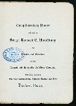 DINNER TENDERED TO SERGT. HOWARD C. WOODBURY [held by] ANCIENT AND HONORABLE ARTILLERY COMPANY [at] "BOSTON, MA"