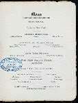 DINNER TENDERED TO SERGT. HOWARD C. WOODBURY [held by] ANCIENT AND HONORABLE ARTILLERY COMPANY [at] "BOSTON, MA"