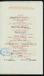 DINNER [held by] HAMBURG-AMERICAN LINE [at] "ON BOARD THE TWIN-SCREW STEAMSHIP ""AMERIKA""" (SS;)