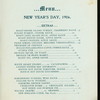 NEW YEAR'S DAY DINNER [held by] M.F.LYONS DINING ROOM [at] "259 BOWERY, NEW YORK" (REST;)