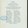 DINNER GIVEN IN HONOUR OF JUDGE HENRY STEINERT [held by] PRIVATE HOSTS (GROUP OF 25 MEN LISTED) [at] DEMOCRATIC CLUB (OTHER (CLUB);)