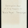 CORONATION BALL [held by] KING HAAKON VII [at] TRONDHJEM (NOWAY?) (FOR;)