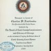 BANQUET IN HONOR OF CHARLES W. FAIRBANKS, VICE PRESIDENT OF U.S. [held by] BOARD OF COOK COUNTY COMMISSIONERS AND CITIZENS OF CHICAGO ON THE OCCASION OF LAYING THE CORNERSTONE OF COOK COUNTY COURT HOUSE [at] AUDITORIUM HOTEL (HOTEL;)
