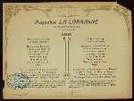 DINNER [held by] CIE GLE TRANSATLANTIQUE [at] "ON BOARD PAQUEBOT ""LA LORRAINE""" (SS;)