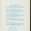 ANNUAL DINNER [held by] THE PRESBYTERIAN UNION OF NEW YORK [at] "HOTEL SAVOY, [NEW YORK]" (HOTEL;)
