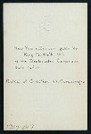 NEW YEAR'S DINNER TO THE DIPLOMATIC CORPS AND THEIR LADIES [held by] KING FREDERIK VIII [at] "PALACE OF CHRISTIAN VII, COPENHAGEN, DENMARK" (FOR;)