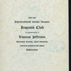 TWENTY-SEVENTH ANNUAL BANQUET IN COMMEMORATION OF THOMAS JEFFERSON [held by] IROQUOIS CLUB [at] "AUDITORIUM, (?)" (OTHER (CLUB?);)