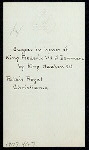 SUPPER IN HONOR OF KING FREDERIK VIII OF DENMARK [held by] KING HAAKON VII [at] "PALAIS ROYAL, CHRISTIANIA, NORWAY [NOW OSLO]" (FOR;)