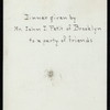 DINNER TO FRIENDS [held by] JOHN J. PETIT OF BROOKLYN [at] "BELLE ERRE CLUB, PORT JEFFERSON, NY" (OTHR (PRIVATE CLUB);)