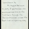 LUNCHEON TO GENTLEMEN WHO ACCOMPANIED HIM ON THE FIRST TRAIN THROUGH THE BELMONT TUNNEL UNDER THE EAST RIVER ON OPENING DAY [OF IRT] [held by] AUGUST BELMONT [at] HOTEL BELMONT [NEW YORK] (HOTEL;)