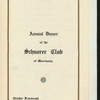 ANNUAL DINNER [held by] THE SCHNORER CLUB OF MORRISANIA [at] NEW YORK? (OTHER (PRIVATE CLUB?);)