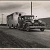Car and homemade trailer on U.S. 101 near King City, California. Man and wife middle-aged, from Wisconsin. "Old Man Depression sent us out on the road ... You don't know anything about how many people are living in trailers till you 'hit' Florida"