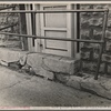 Crumbling concrete at cellar at Washington Terrace. Cincinnati, Ohio.
