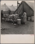 Disposal of garbage and dirty dishes. Tent City, near Shawneetown, Illinois
