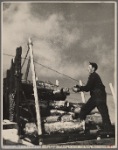 Farmer unloading pulpwood. Coos County, New Hampshire. 1936