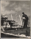 Farmer unloading pulpwood. Coos County, New Hampshire. 1936