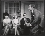 Valerie French, Ann Bell, Francis Matthews, and Roddy Maude-Roxby in the stage production Help Stamp Out Marriage!