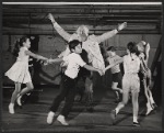 Laurence Naismith and unidentified child performers in rehearsal for the stage production Here's Love