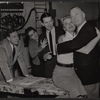 Unidentified man and woman, Peter Brandon, Gaby Rodgers, and Dennis King in rehearsal for the stage production The Hidden River