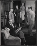 Basil Rathbone, Walter Brooke, Geraldine Fitzgerald, Dolores Dorn-Heft, and Franchot Tone in the stage production Hide and Seek