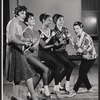 Beatrice Lillie (far right) and dancers in rehearsal for the stage production High Spirits