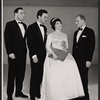 Paul Hardwick, unidentified actor, Dorothy Tutin, and Max Adrian in the stage production The Hollow Crown