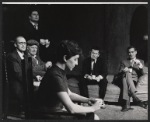 John Normington, Paul Rogers, Terence Rigby, Vivien Merchant, Ian Holm, and Michael Craig in the stage production The Homecoming