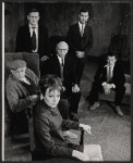  William Roerick, Danny Sewell, Carolyn Jones, Denis Holmes, Jerry Mickey, and John Church in the National Theatre stage production The Homecoming