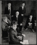 William Roerick, Danny Sewell, Carolyn Jones, Denis Holmes, Jerry Mickey, and John Church in the National Theatre stage production The Homecoming