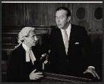 Ray Milland [right] and unidentified in the stage production Hostile Witness