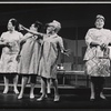 Fran Stevens, Francesca Smith, Sally DeMay [wearing glasses], Lucie Lancaster [mostly hidden] and Charlotte Jones in the stage production How Now Dow Jones