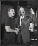 Robert Morse and Rudy Vallee in rehearsal for the stage production How to Succeed in Business Without Really Trying