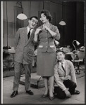 Robert Morse [right] and ensemble in the stage production How to Succeed in Business Without Really Trying