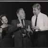 Peggy Conklin, Leon Ames and Albert Salmi in rehearsal for the stage production Howie