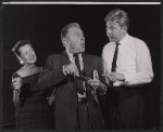 Peggy Conklin, Leon Ames and Albert Salmi in rehearsal for the stage production Howie