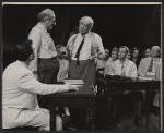 Ed Begley, Paul Muni [center] and ensemble in the stage production Inherit the Wind