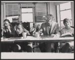 Julie Wilson [far left], Frank Gorshin [left], Anita Gillette [far right] and unidentified in rehearsal for the stage production Jimmy