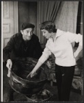 Claudette Colbert [at right] and unidentified in the stage production Julia, Jake and Uncle Joe
