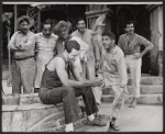 Mario Alcalde, David Wayne [center front], Louis Guss [left] Josip Elic [back center] and unidentified others in the stage production Juniper and the Pagans