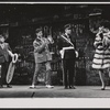 Mireille Chazal, Victor Spinetti, Guy Grosso and unidentified in the stage production La Grosse Valise