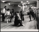 Bernadette Peters [seated center], Alan Schneider [at right] and unidentified others in rehearsal for the stage production La Strada