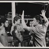Director Tom O'Horgan [at right] and unidentified others in rehearsal for the stage production The Leaf People