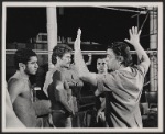 Director Tom O'Horgan [at right] and unidentified others in rehearsal for the stage production The Leaf People