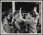 Director Tom O'Horgan [at right] and unidentified others rehearsing the stage production The Leaf People