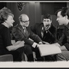 Ruth White, Jules Feiffer, Elliott Gould and George L. Sherman in rehearsal for the 1967 Broadway production of Little Murders