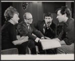 Ruth White, Jules Feiffer, Elliott Gould and George L. Sherman in rehearsal for the 1967 Broadway production of Little Murders