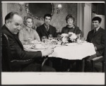 Heywood Hale Broun, Barbara Cook, Elliott Gould, Ruth White and David Steinberg in the 1967 Broadway production of Little Murders