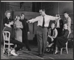 Anthony Perkins, Jo Van Fleet [left] and unidentified others in rehearsal for the stage production Look Homeward, Angel