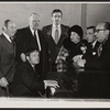 Jule Styne, Joshua Logan, Edgar Lansbury, Shirley Booth and Sammy Cahn in the stage production Look to the Lilies